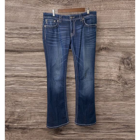 Miss Me Signature Rise Bootcut Jeans Dark Wash Blue Denim Women's Size 33 - Picture 1 of 10